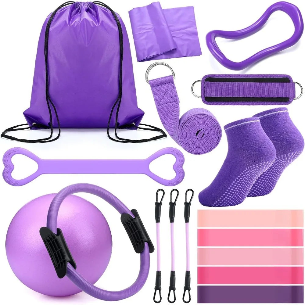 Womens Pilates Accessories Set With Rings Balls Straps