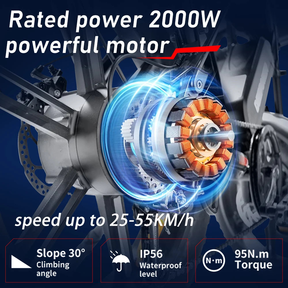 Deepower QS7 1000W Fat Tire Electric Bike Dual Batteries