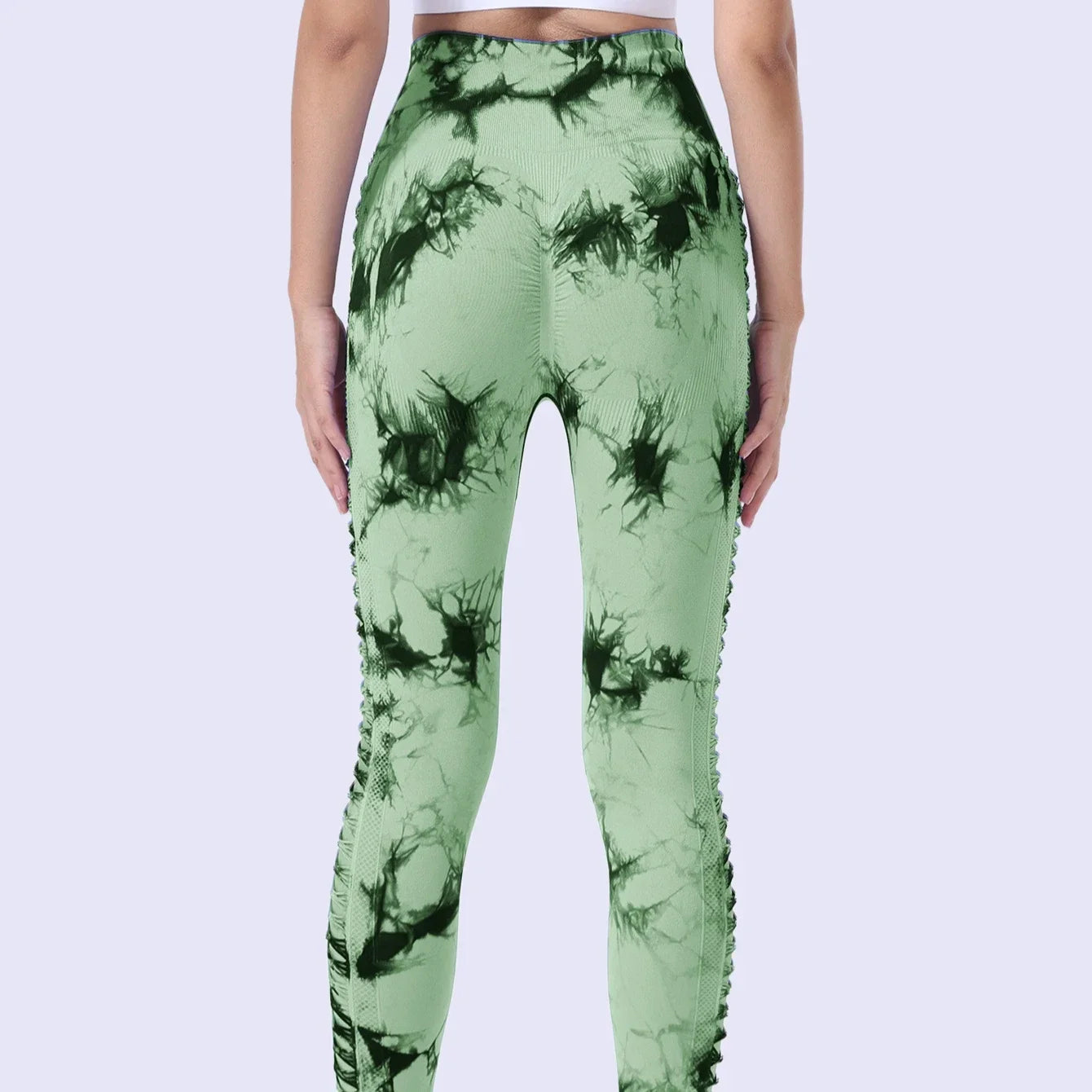 Seamless Yoga Pants Leggings Women Tie Dye Thunder Print