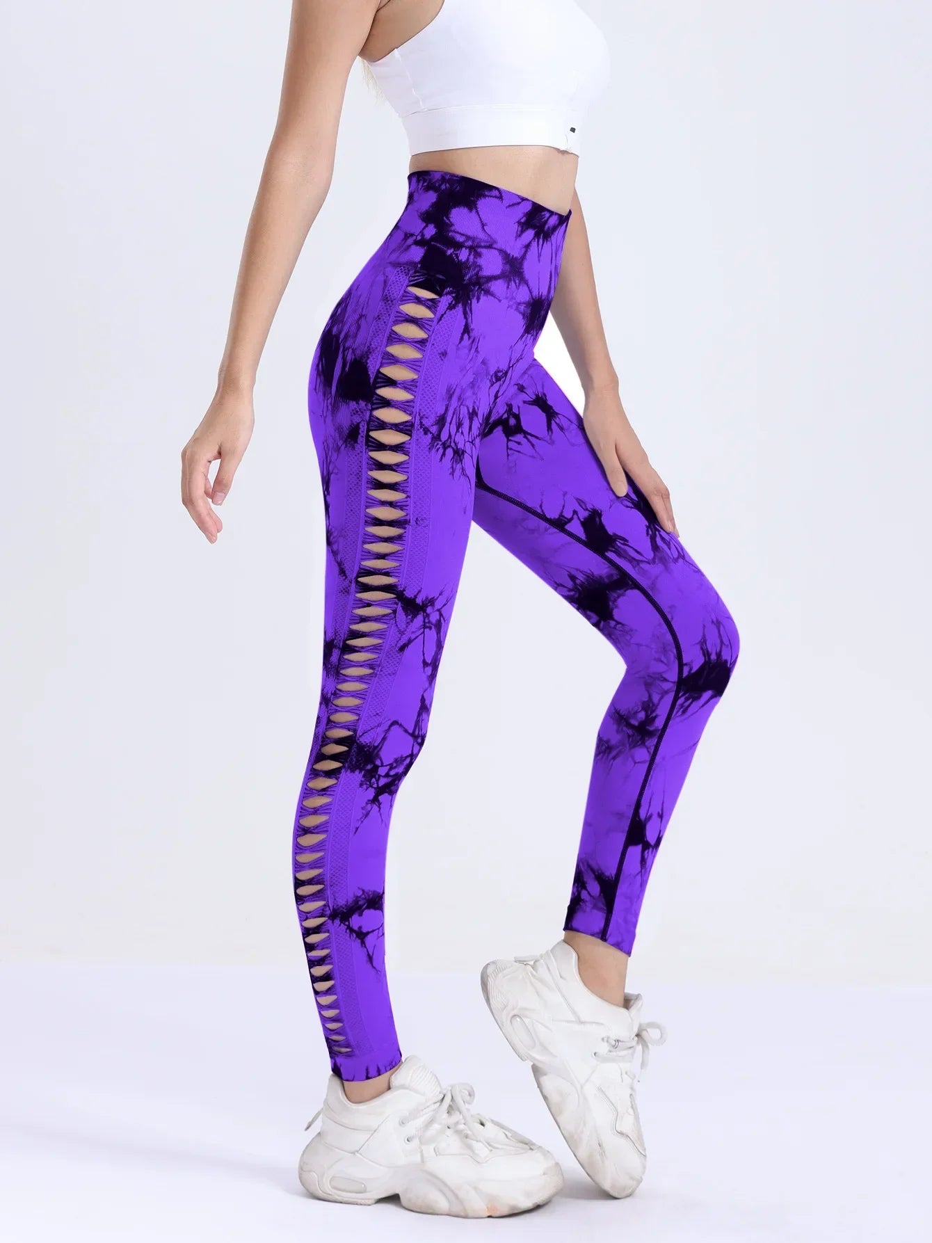 Seamless Yoga Pants Leggings Women Tie Dye Thunder Print