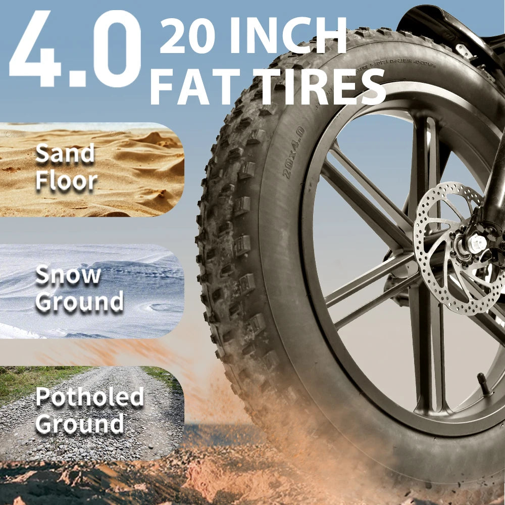 Deepower QS7 1000W Fat Tire Electric Bike Dual Batteries