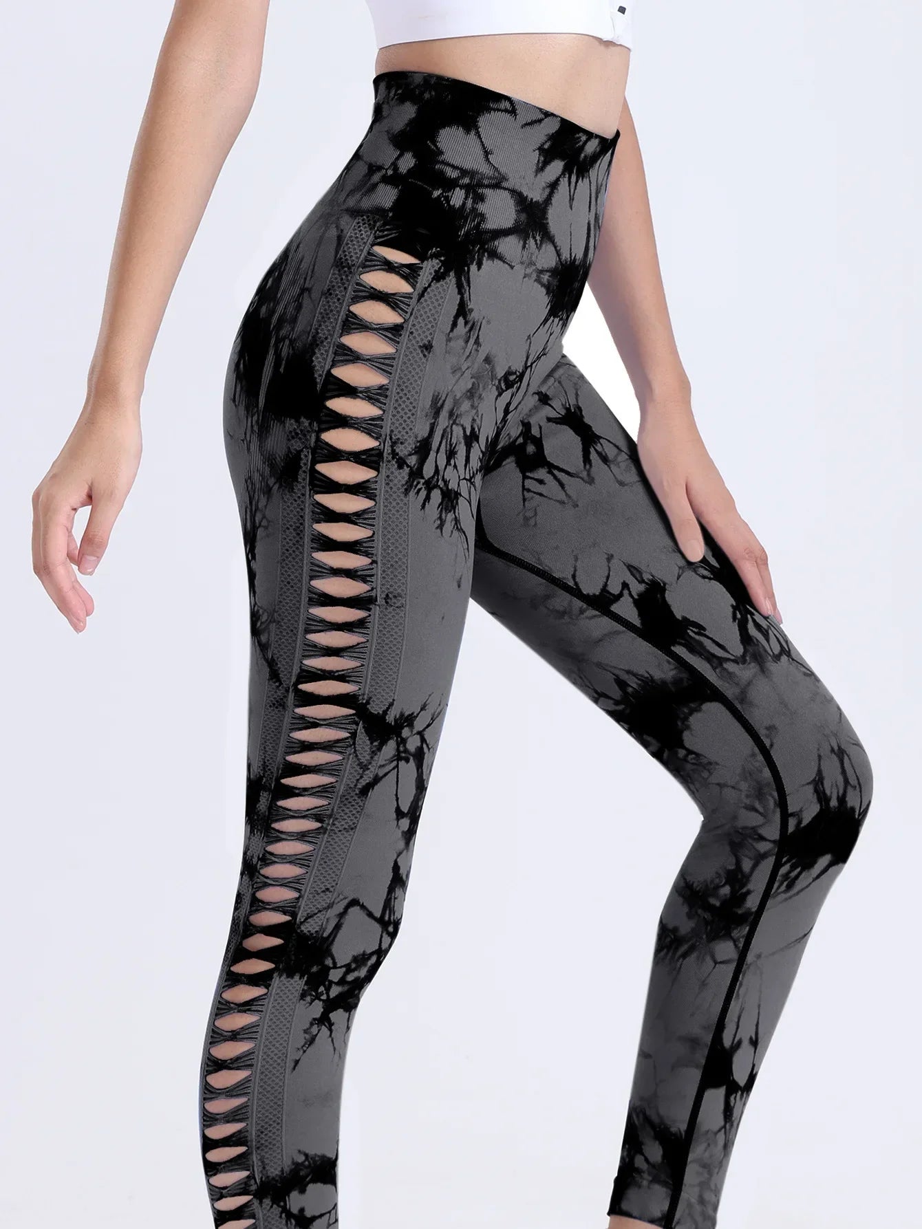 Seamless Yoga Pants Leggings Women Tie Dye Thunder Print