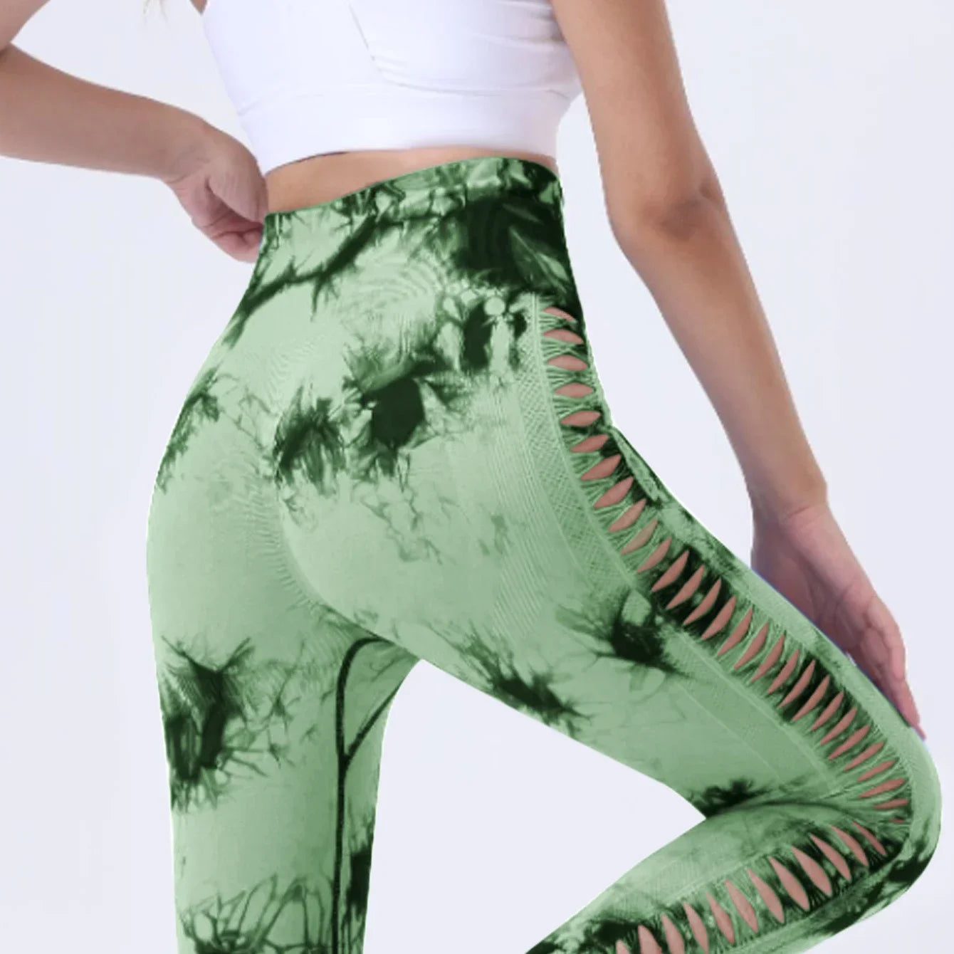 Seamless Yoga Pants Leggings Women Tie Dye Thunder Print