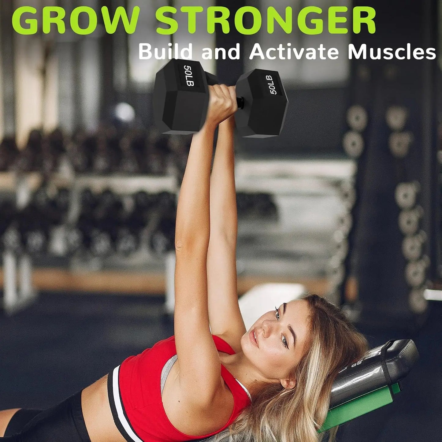 Rubber Encased Hex Dumbbell With Anti Slip Handle Home Gym