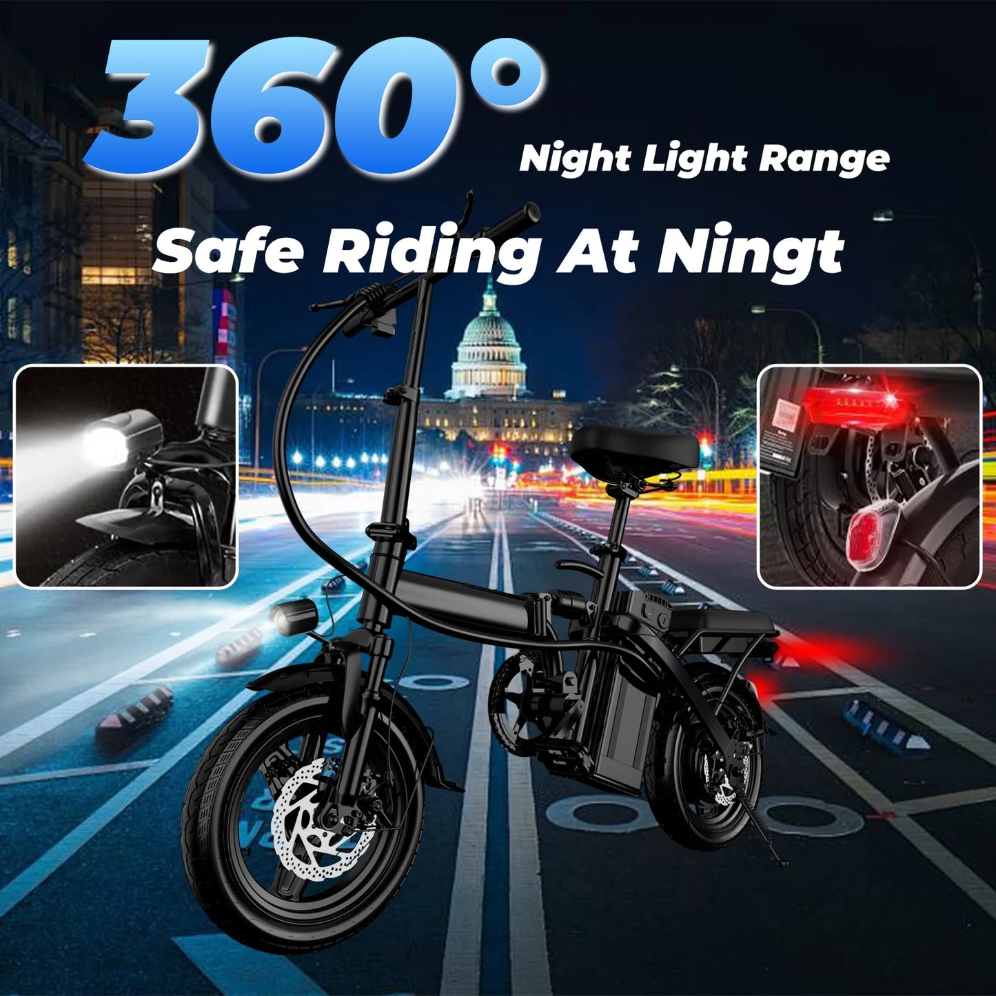 Lelekuai 500W Fold Electric Bike 20 MPH Removable Battery