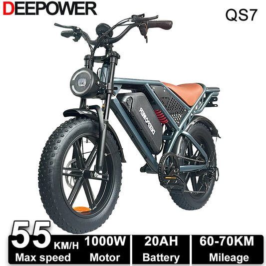 Deepower QS7 1000W Fat Tire Electric Bike Dual Batteries
