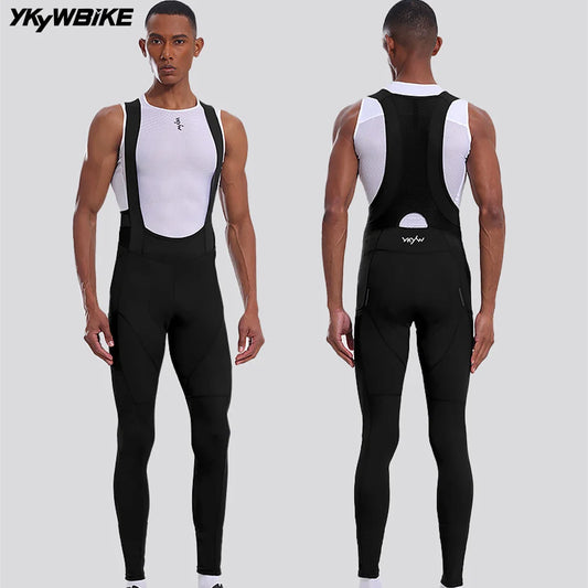 YKYWBIKE Men's Cycling Bib Long Road Pants Breathable Lycra