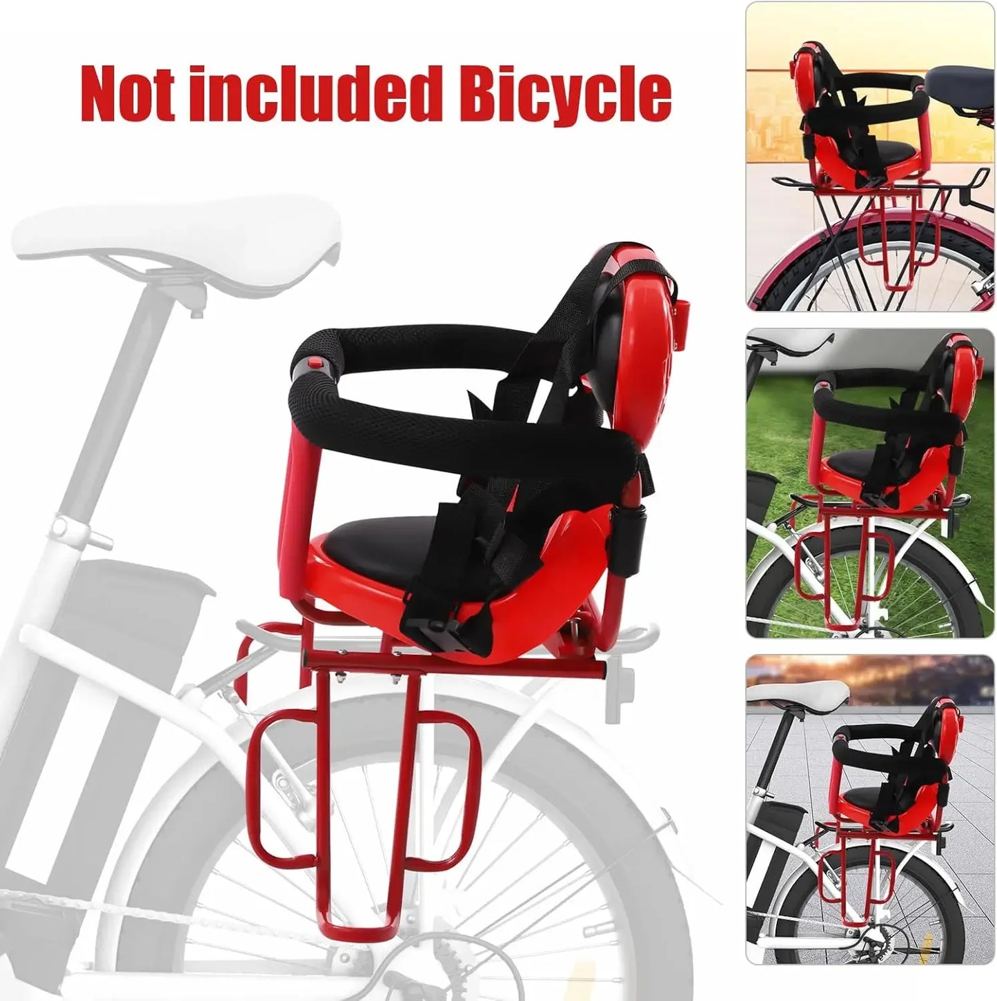 Rear Mounted Child Bike Seat Carrier With Removable Guardrail And Pedal For Kids