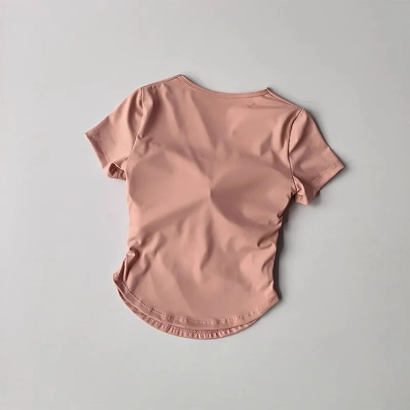 Sexy Sports Yoga Shirt Women Built In Bra Quick Dry Top