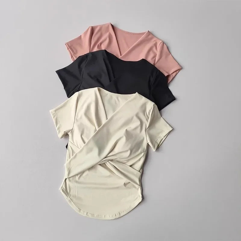 Sexy Sports Yoga Shirt Women Built In Bra Quick Dry Top