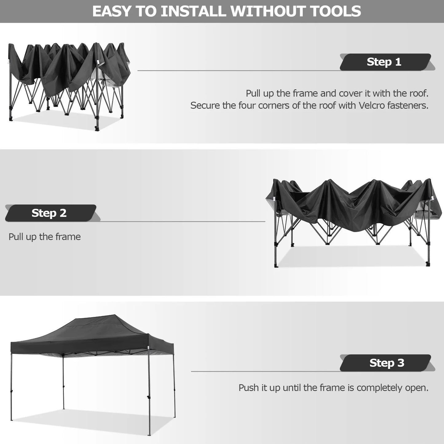 10x15 Heavy Duty Pop Up Canopy Tent With 4 Sidewalls